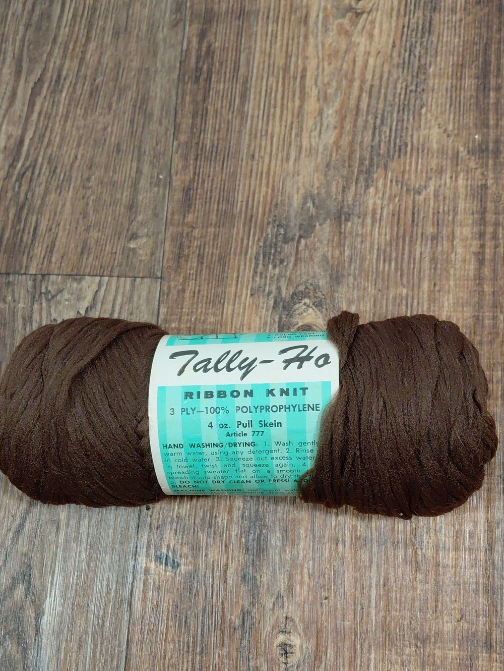Vintage Tally Ho Ribbon Knit Yarn - Chocolate Brown 4 Oz